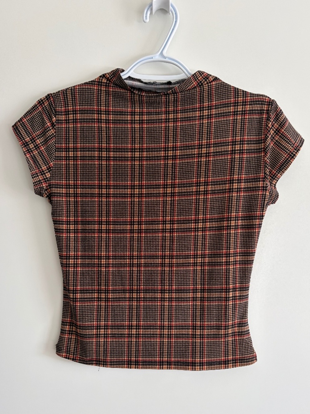 NWOT Blu Pepper The Workshop Women’s Cynthia Plaid Mock Neck Crop Top Size Large